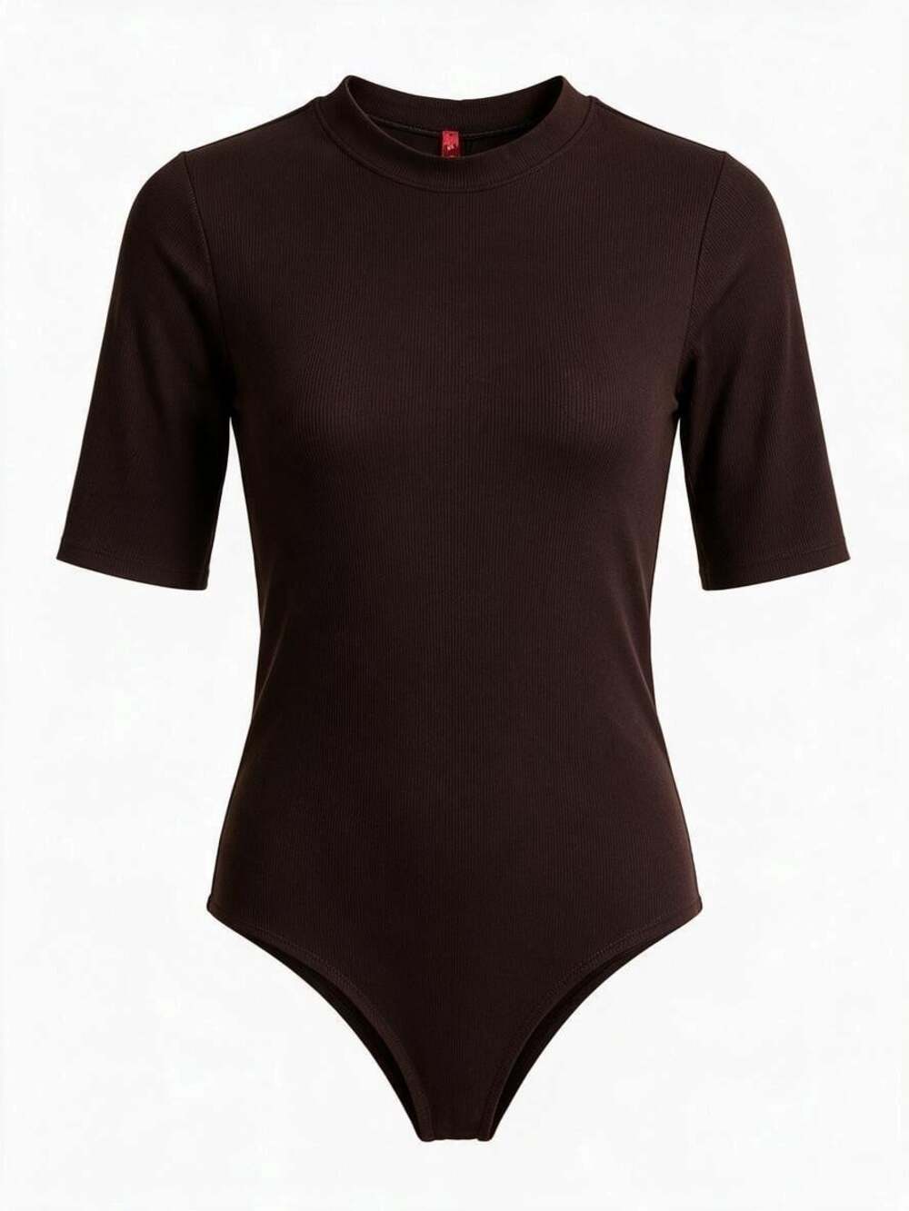 SPANX Womens Medium Dark Brown Ribbed Mock Neck Bodysuit Top Minimalist Layering